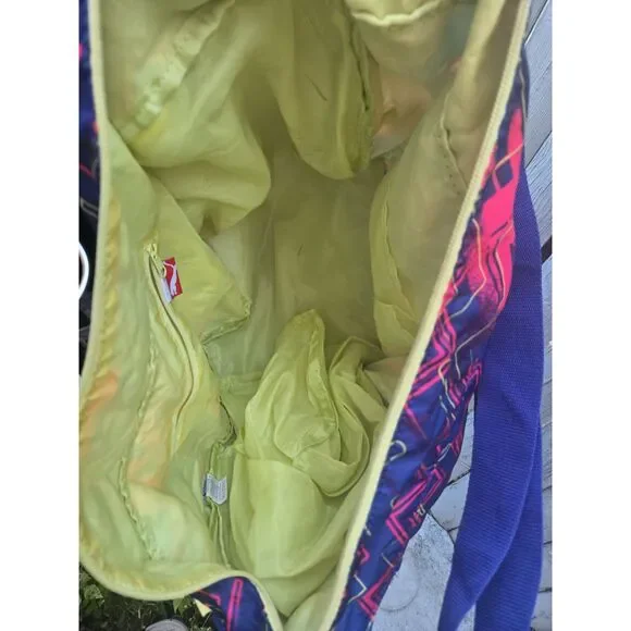 Puma Slouchy Hobo Sling Bag Purple Pink Yellow Geometric Nylon - Picture 4 of 4